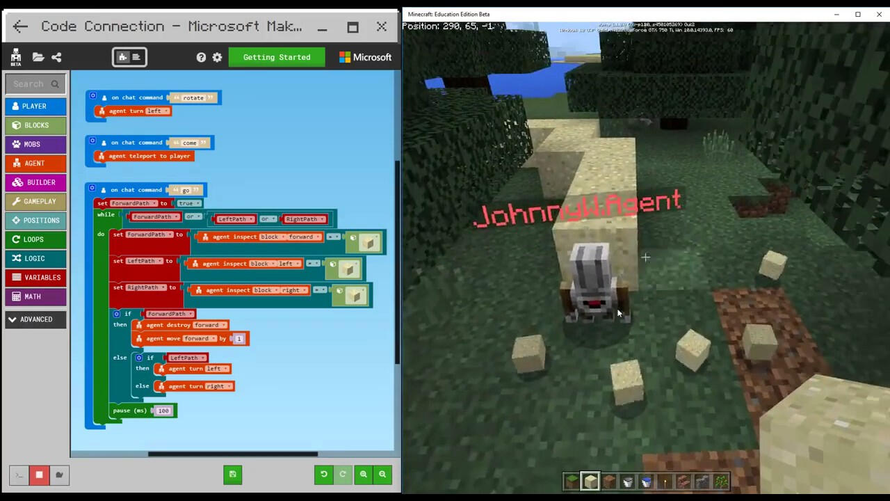 Coding in Minecraft: Education Edition